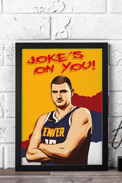 Saturn Nikola Jokic Framed Painting - Basketball Nba Poster Painting