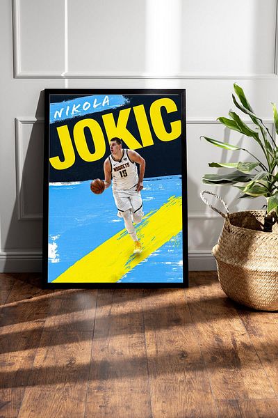 Saturn Nikola Jokic Framed Painting - Basketball Nba Poster Painting