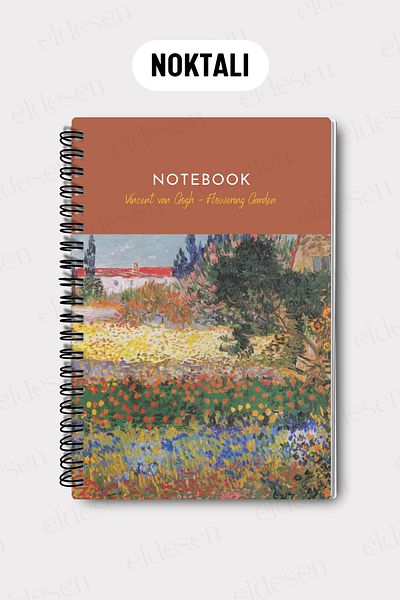 Eldesen Tasarım Van Gogh A5 Spiral Dotted School Notebook, 50 Sheets 100 Pages, Cardboard Cover Notepad
