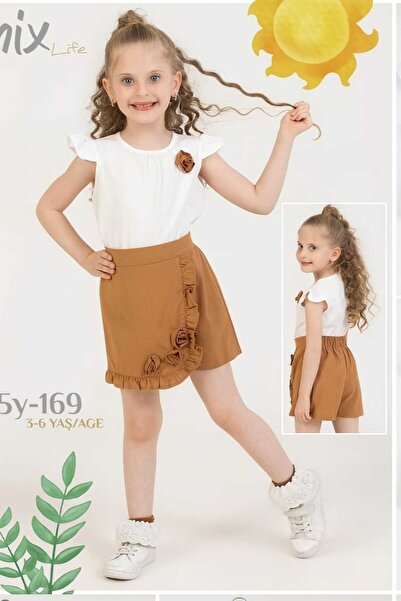 BABİDO Girl's 2-Piece Combination Cotton Buluz Shorts with Skirt