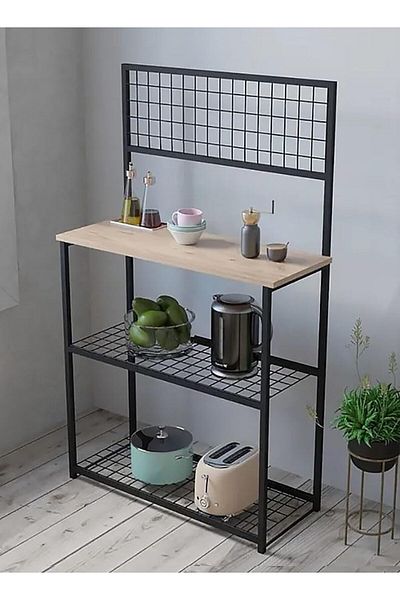 AGD Modern Coffee Corner Table with Three Layers and Cup Holder
