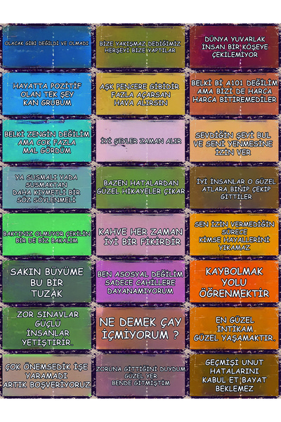 Hayal Poster Karışık Duvar Yazıları 24lü 1004 Retro Ahşap Poster