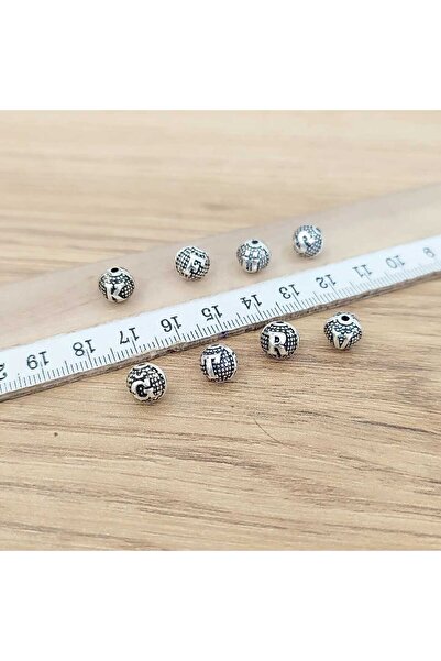 QELA COLLECTION Metal Harf Boncuğu 8 mm – Gümüş Görünümlü – Tesbih Yapımı İçin 29 Adet