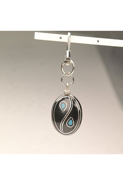 MBB ETİCARET Damla Design Enamel Embroidered Oltu Stone Keychain