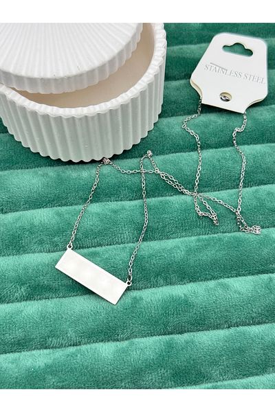 ilvesa shop Name Writable Flat Plate Steel Tarnish Free Necklace