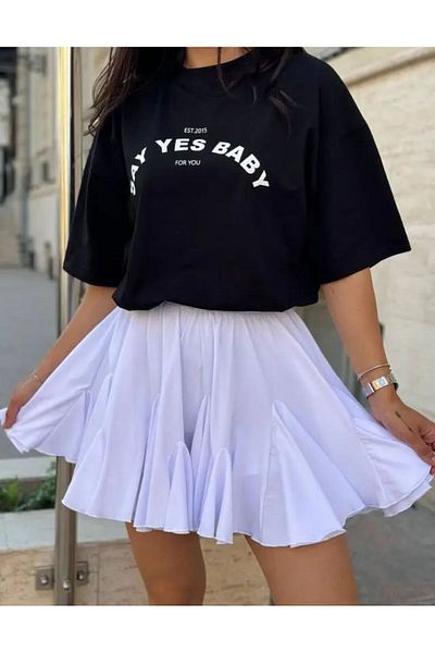 Chance FashionForYou Fustă scurtă cu volane și efect 3D, Sharu