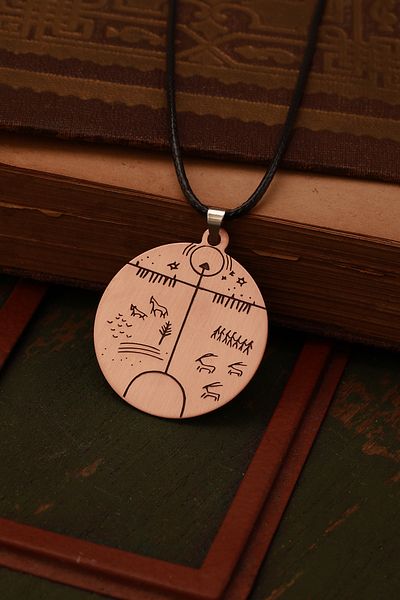 GM SİLVER Shaman Kam Drum Copper Necklace