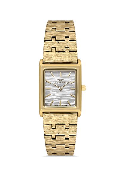 FERRO Fl21599Awt-B Quartz Steel Gold Color 22 mm Women Wrist Watch