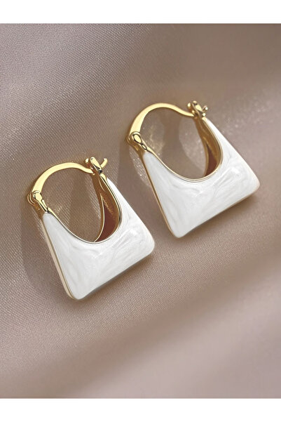 Bujiteri Niche Design White Bag-Shaped Earrings, Fashion and Trend Jewelry Women's Hoop Earrings