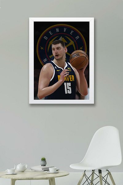 Saturn Nikola Jokic Framed Painting - Denver Nuggets Nba Poster Painting