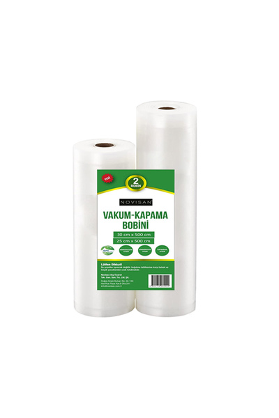 1 Adet 25cmx5 Mt + 1 Adet 30cmx5 Mt toplam 10 Metre 2 Ad Vakum Bobini Tırtıklı Ev Tipi Vakum Poşeti