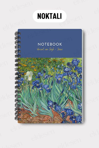 Eldesen Tasarım Van Gogh A5 Spiral Dotted School Notebook, 50 Sheets 100 Pages, Cardboard Cover Notepad