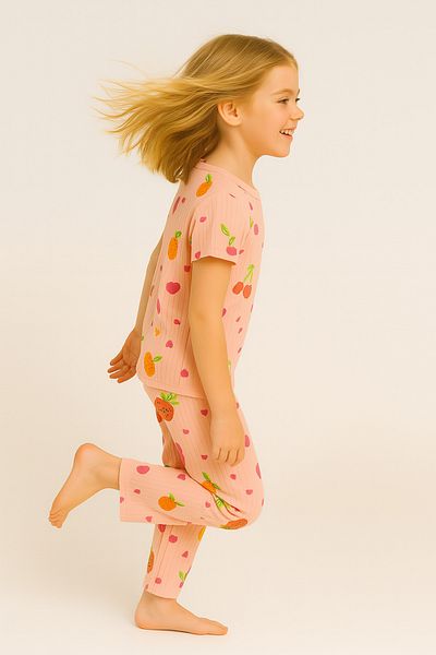 MAXI DRY Cotton Interlock Fabric Seasonal Short Sleeve Double Bottom Top Set 3-14 Years