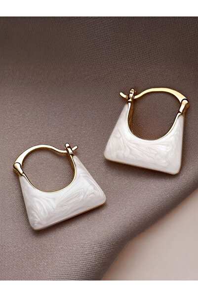 Bujiteri Niche Design White Bag-Shaped Earrings, Fashion and Trend Jewelry Women's Hoop Earrings