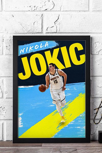 Saturn Nikola Jokic Framed Painting - Basketball Nba Poster Painting