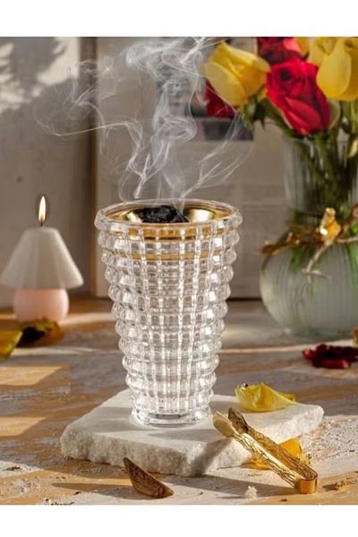 Primo Plus Crystal Incense Burner, Clear Crystal Finish Incense Burner 15cm