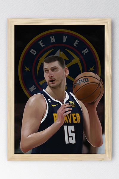 Saturn Nikola Jokic Framed Painting - Denver Nuggets Nba Poster Painting