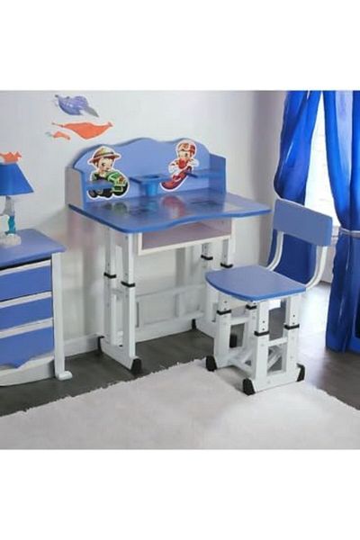 AGD Height Adjustable Kids Learning Desk with Drawer, Study Table and Chair, Study Table for Kids Ages 3