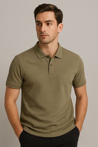 LACİVERTMEN Navy Blue 2761 Urban Waffle Texture Comfort Polo Neck Shirt