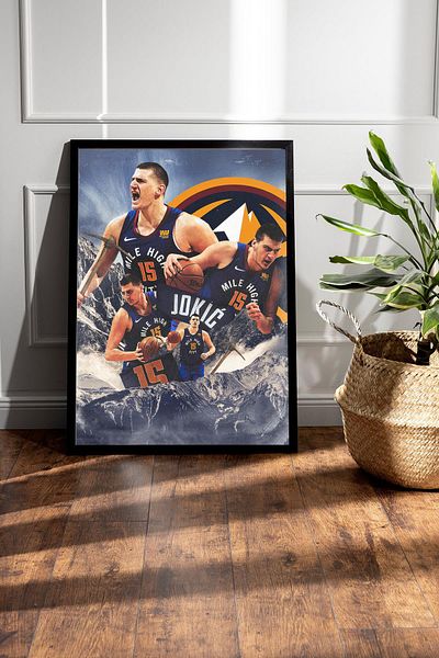 Saturn Nikola Jokic Framed Painting - Denver Nuggets Nba Poster Painting