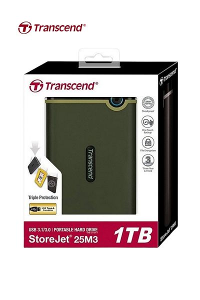 Transcend Storejet 25M3S Rugged External Hard Drive USB 3.1 Gen 1 interface HDD