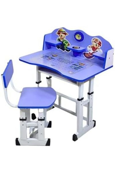 AGD Height Adjustable Kids Learning Desk with Drawer, Study Table and Chair, Study Table for Kids Ages 3