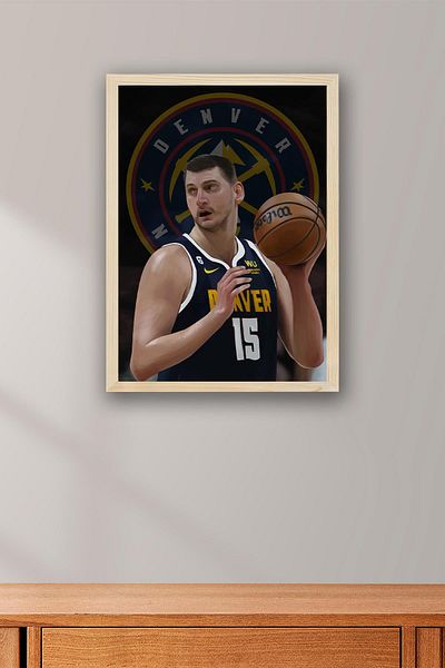 Saturn Nikola Jokic Framed Painting - Denver Nuggets Nba Poster Painting