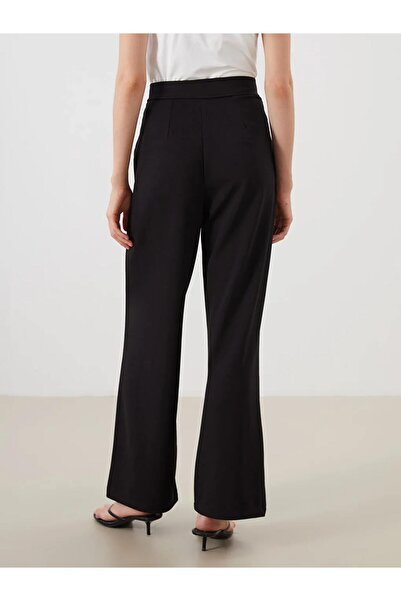 LC Waikiki LCW Modest Siyah Loose Fit Pileli Kadın Pantolon