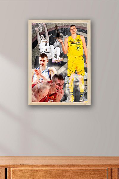 Saturn Nikola Jokic All Star Mvp Framed Painting - Basketball Nba Poster Painting