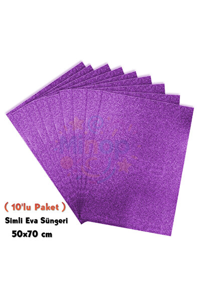 Minopi Purple Colored Glitter Eva Sponge 50X70 cm 10 Pack 1.5 mm