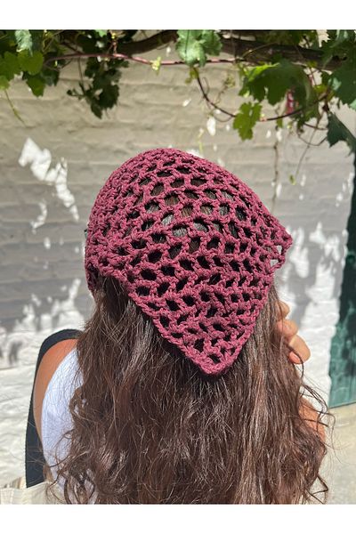 Poshy Atelier Mesh Bandana Knitted Handmade Crochet Summer Hair Accessory Koton