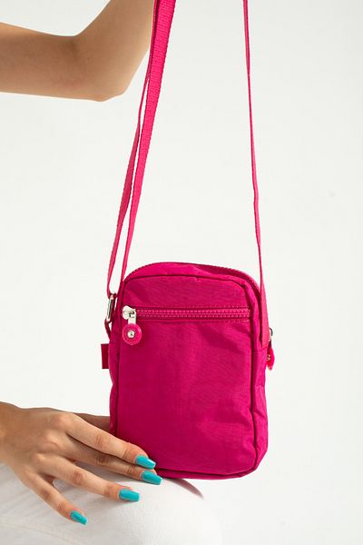 Teal Collection Crinkle Fabric Unisex Small Shoulder Bag, Phone Holder