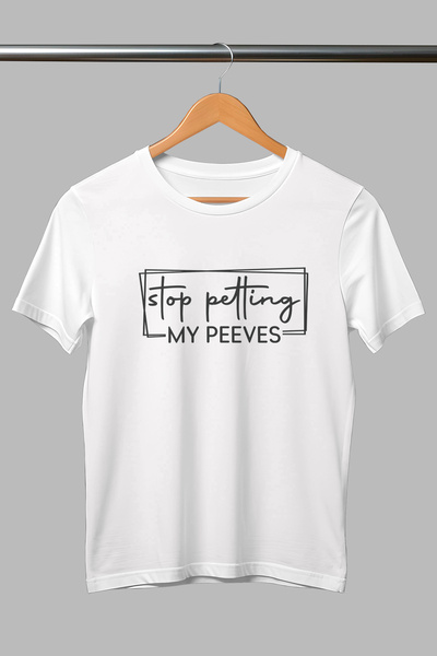 giftkonsept تي شيرت أبيض للجنسين مطبوع عليه Stop Petting My Peeves من القطن ب...