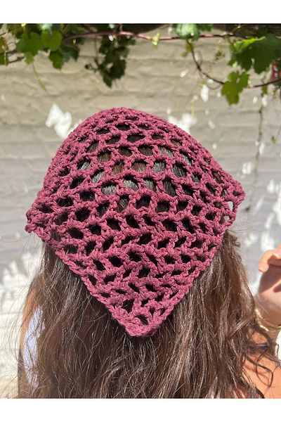 Poshy Atelier Mesh Bandana Knitted Handmade Crochet Summer Hair Accessory Koton