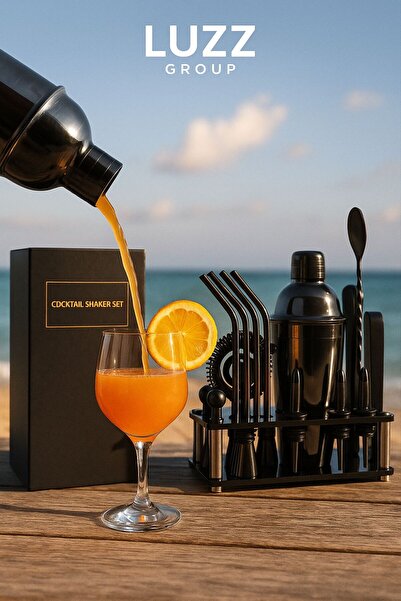 LUZZ SECRET'S LUZZ Group Siyah Paslanmaz Çelik 17 Parça Profesyonel Kokteyl S...