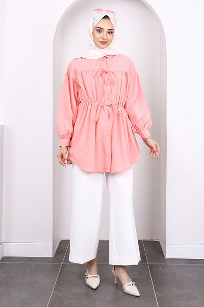 İmajButik Yavruağzı Buttoned Tunic with Elastic Waist