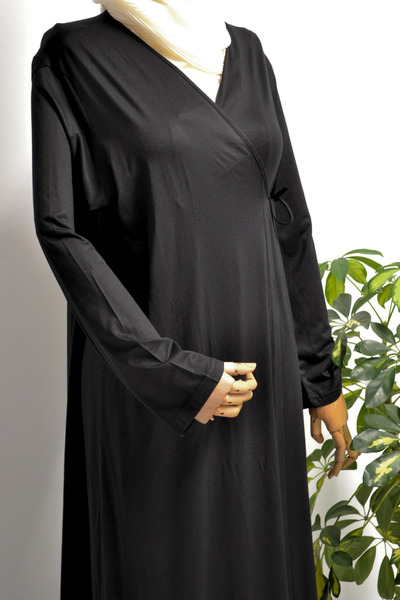 Bilenler Γυναικείο φόρεμα προσευχής από βαμβακερό χτενισμένο βαμβάκι με δεσίματα στο πλάι – μέγεθος 38-48