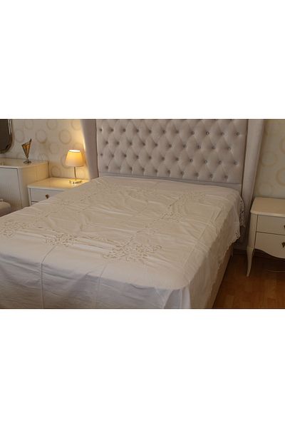 HUZUR ÇEYİZ Angelia Nun Handcrafted Brussels Fabric One Piece Bedspread
