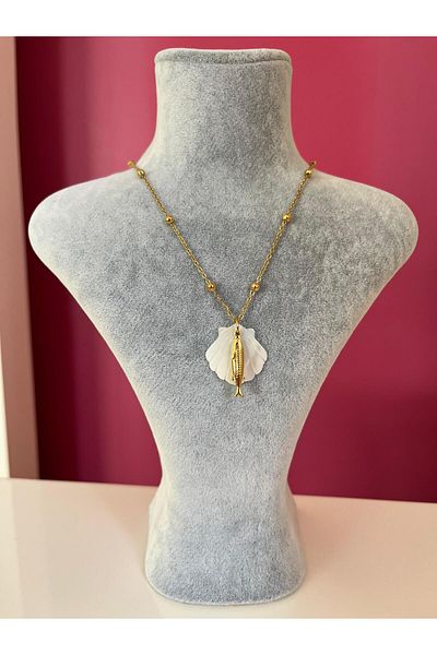 Asteria Jewelry Steel Necklace Seashell Charm Necklace