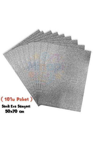Minopi Silver Colored Glitter Eva Sponge 50X70 cm 10 Pack 1.5 mm