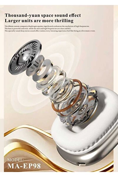 MARAKOKO MA-EP98 Bluetooth Headphones with Clear Sound, Noise Cancelling Technology, and Stylish Design with Memory Slot - by Marcoco