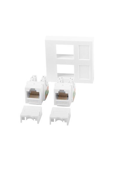 Lanberg Priza dubla 2 x RJ45 , Lanberg 42390, fixare keystone, 2 x Cat 6 UTP, dimensiune panou 45 x 45 mm