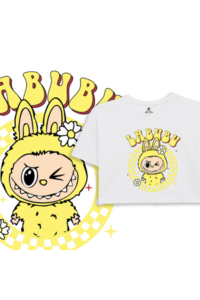 EZ Design Labubu Printed Kids Crop Tshirt