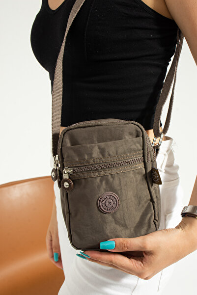 Teal Collection Crinkle Fabric Unisex Small Shoulder Bag, Phone Holder