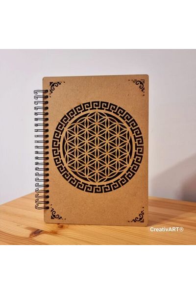 CreativArt Agenda A5 coperti din lemn model floarea vietii 4