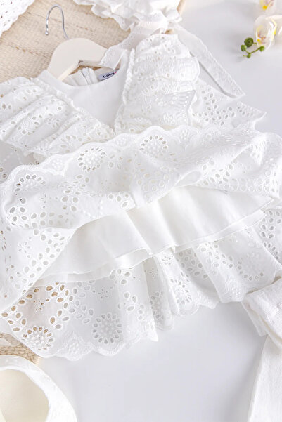 Babymod 100% Pamuk 4'lü Kız Bebek Mevlüt Elbisesi Seti Ekru