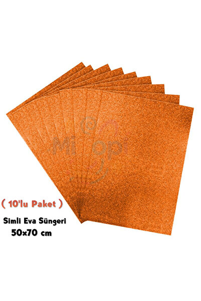 Minopi Orange Colored Glitter Eva Sponge 50X70 cm 10 Pack 1.5 mm