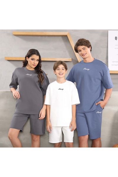 ALANAQA Boys' oversized unisex shorts set, ages 6-16 years