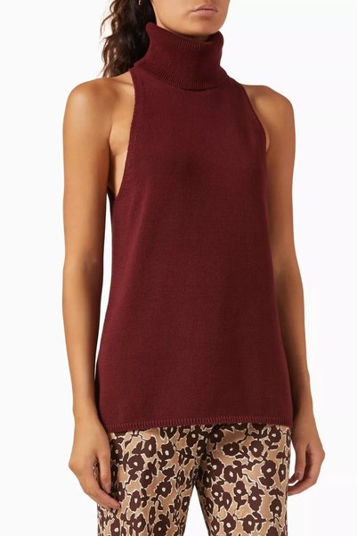 12storeez Sleeveless Turtleneck Top Burgundy