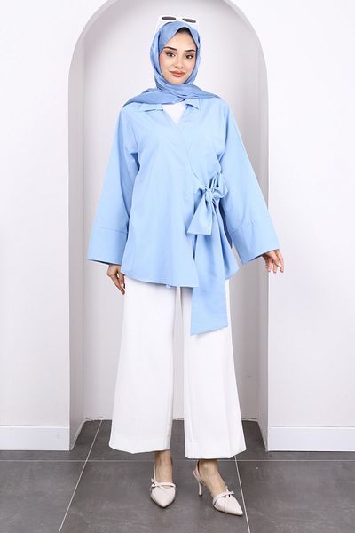 İmajButik Kimono albastru cu legare laterală